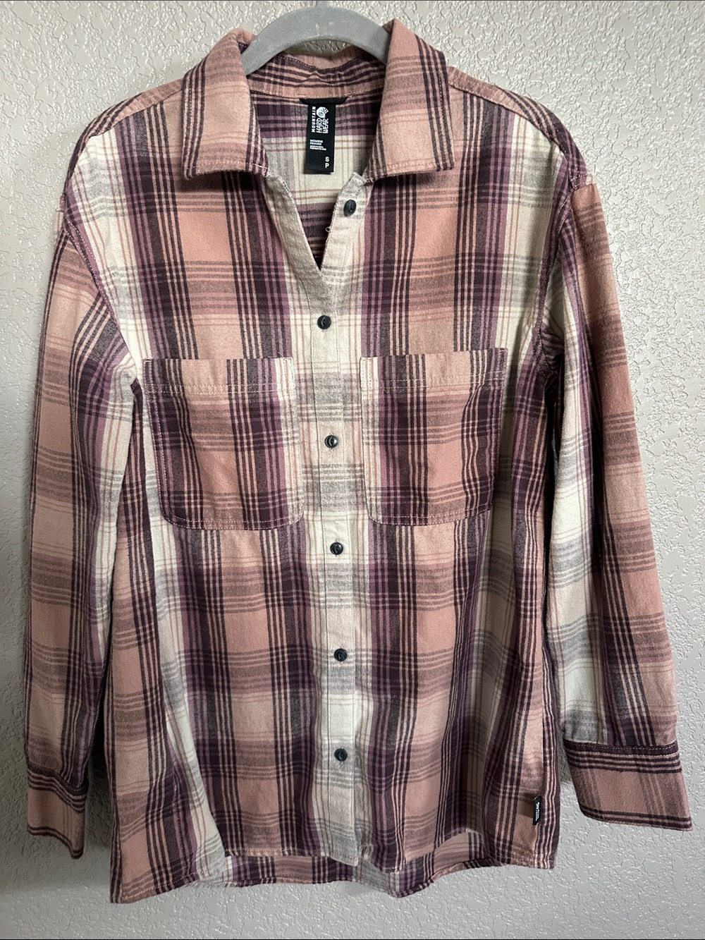 Mountain Hardwear Flannel Pink and Purple Plaid Button-Down Shirt